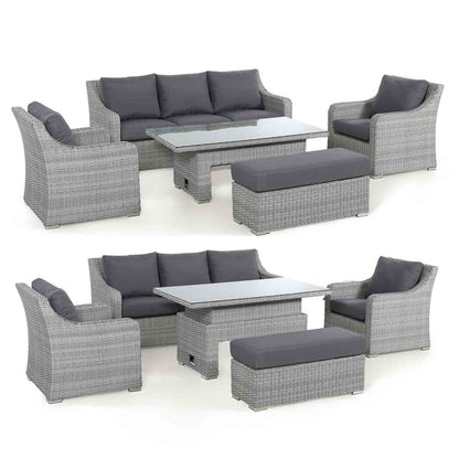 Ascot Rattan 3-Sitzer Sofa Set mit höhenverstellbarem Tisch