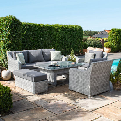 Ascot Rattan 3-Sitzer Sofa Set mit höhenverstellbarem Tisch