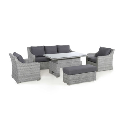 Ascot Rattan 3-Sitzer Sofa Set mit höhenverstellbarem Tisch